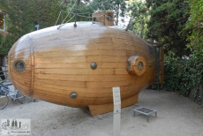 Replica of one of the first submarine boats in the yard of the museum