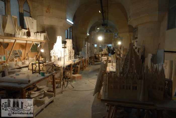 In den Werkstätten im Kirchenkeller werden Modelle der nächsten Bauabschnitte der Sagrada Familia erstellt