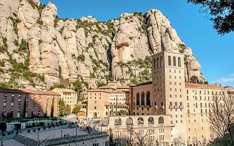 Montserrat, imposing monastery building, beautiful landscape