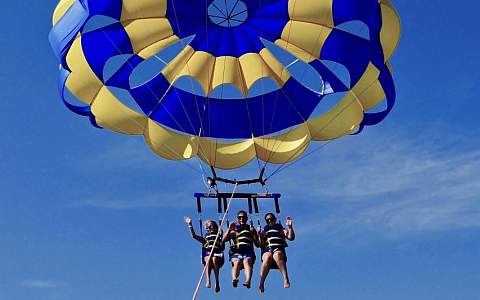 Parasailing off Barcelona for young and old
