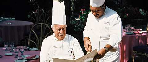 Bernard Chavant is a fourth generation chef; here with his father