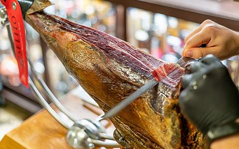 The Jamon is cut very finely in the bars